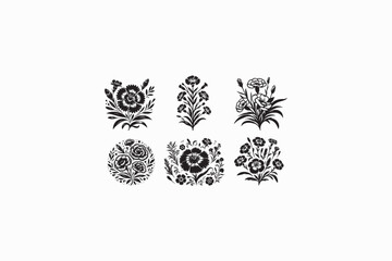 Dianthus flower vector silhouettes image made by adobe illustrator with white color back round. eps