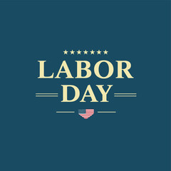 Labor Day Typography on Blue Background: A minimalist design featuring the text 