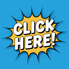 Click Here Comic Pop Art Button