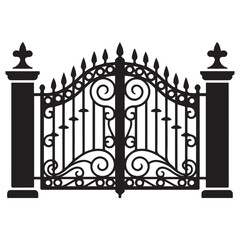Gate icon Vector Black silhouettes. with white background