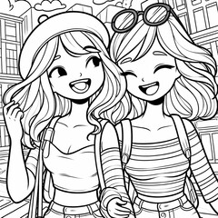 Cute Friends Coloring Page for Kids