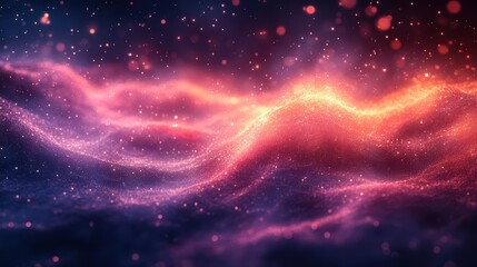 Fototapeta premium Abstract Cosmic Nebula Red and Purple Glowing Energy Waves