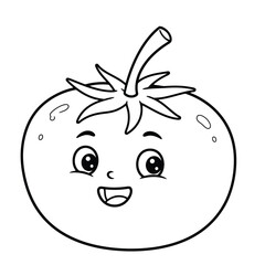 Smiling cartoon tomato coloring page, perfect for kids and toddlers to enjoy and learn. This fun and engaging illustration promotes creativity and is suitable for child-friendly projects, activities, 