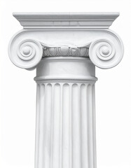 Obraz premium Elegant white stone column in classical Greek Ionic style, perfect for historical or academic design