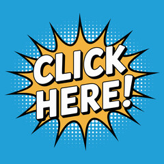 Click Here Comic Pop Art Button