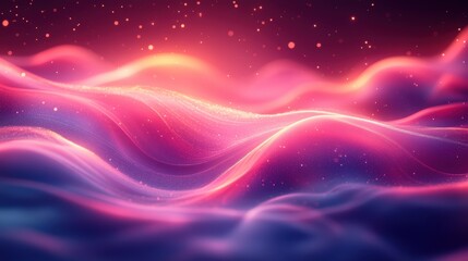 Obraz premium Abstract Pink and Purple Glowing Waves Digital Art Background