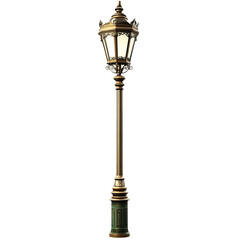 An antique lamppost stands tall against the night. The ornate design, complete with intricate details and a warm, inviting glow, evokes a sense of nostalgia and timeless elegance.