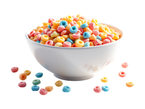 Colorful cereal in a bowl, breakfast food