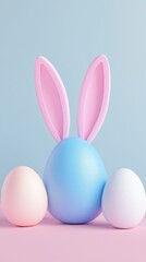 Pastel-toned Easter eggs with pink bunny ears.