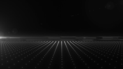 A monochrome black and white digital grid with minimalistic aesthetics, representing technology and data abstraction background