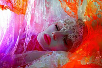 Surrealistic medical. Hallucination - due to sleep deprivation: abstract image of individual status. What is schizophrenia. Metaphorical sleep deprivation physical senses, of a mental illusion.