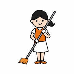 girl with mop
