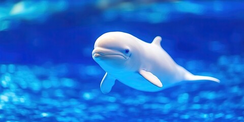beluga in blue water swimming