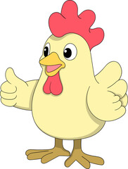 Cartoon Doodle Rooster Mascot Giving Thumbs Up