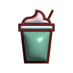 Smoothie icon with 3d style plastic cup