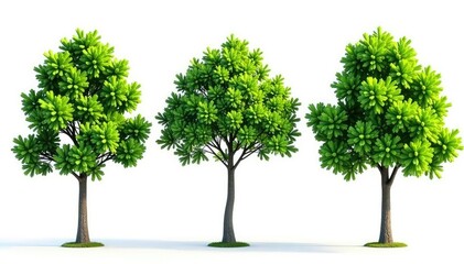 Fototapeta premium Three isolated tree branches on white background, isolation, simplicity, minimalist
