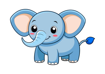 Cute Cartoon Elephant Vector Illustration