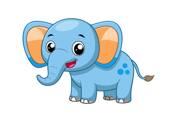 Obraz premium Cute Cartoon Elephant Vector Illustration