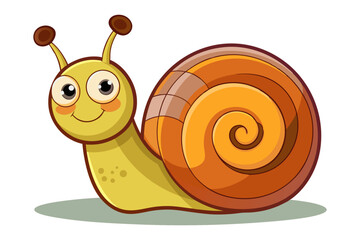 Cute Cartoon Snail Vector Illustration with Smiling Face and Spiral Shell
