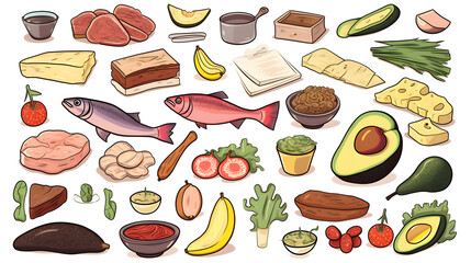 Guide to Healthy Fats: Macronutrients Chart with Cartoon Food Icons