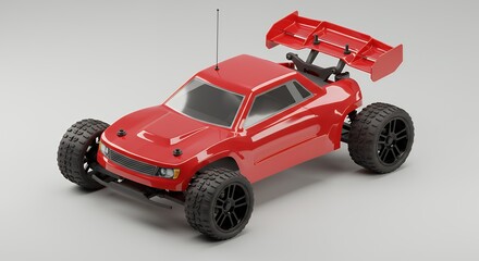Red RC Car on Gray Background