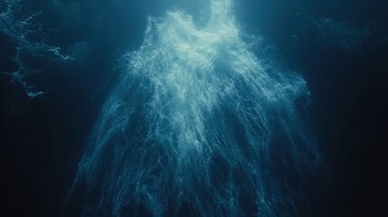 Fototapeta premium Underwater hydrothermal vent plume rising from the deep ocean floor.