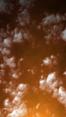 Dense, fiery orange cloud texture resembling smoke or atmospheric storm in an abstract style
