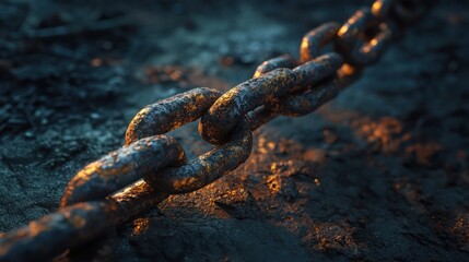 Rusty chain on dark ground