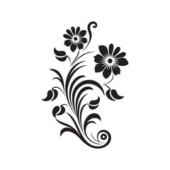 Elegant floral silhouette design with intricate swirls, ideal for a creative and artistic look.
