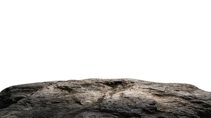 Brown rock stone isolated white background, Cliff edge Beige formation well stand display product, cosmetics, Clipping path
