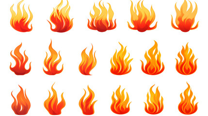 High-Quality Fire Flames Isolated on White Background for Graphic Designs and Visual Effects