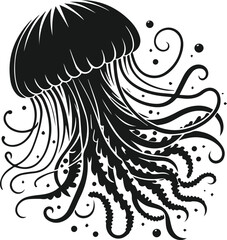 Vector silhouette of a jellyfish