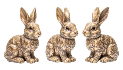 Obraz premium Three Decorative Easter Bunnies Isolated on Transparent Background