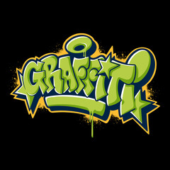 Bold graffiti text in vibrant spray-painted style, with dynamic street art elements and urban flair. Perfect for posters, t-shirts, logos, album covers, and streetwear designs.