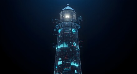 Digital Lighthouse Beacon Illuminating Future Technologies and Data Streams