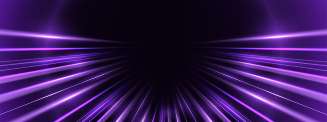 Modern abstract high-speed movement. Dynamic motion light trails with motion blur effect on dark background. Panoramic high speed technology concept, light abstract background. 