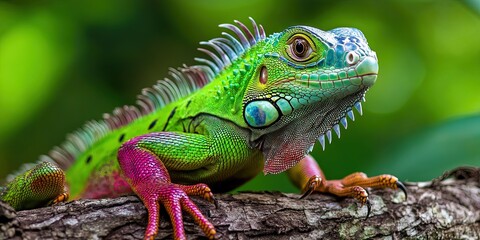 Fototapeta premium wildlife photo of green iguana in natural habitat