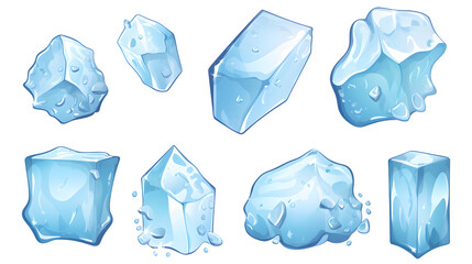 Obraz premium Floating Ice Pieces: Isolated Clean Freeze Frame with Blue and White Ice Blocks