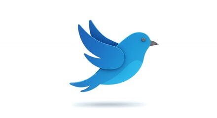 Obraz premium Blue bird flying on white background