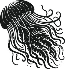 Vector silhouette of a jellyfish
