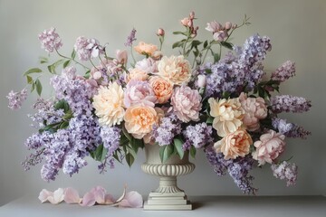Fototapeta premium Lavish floral arrangement in a vintage urn.
