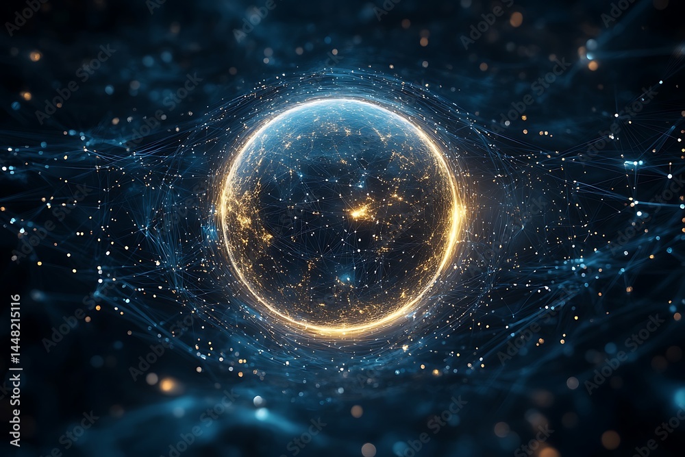 Poster abstract globe with connected dots and lines network connection concept global communication illustr