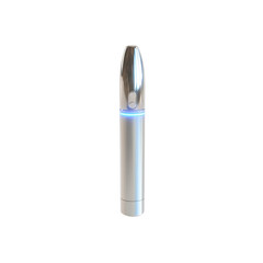 Sleek Silver Electronic Device with Blue LED Light