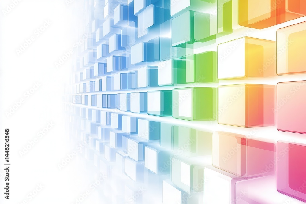 Poster colorful abstract background with 3d cubes creating a gradient effect and depth perception