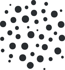 Black dots of varying sizes randomly scattered on a white background creating a polka dot pattern © vadymstock