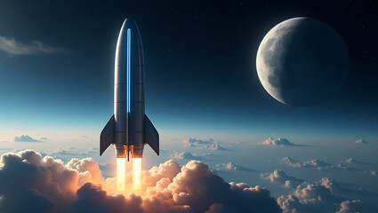 Naklejka premium Rocket Going to Space