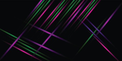 Neon light laser lines vector set isolated on black. Colorful abstract electric rays and fluorescent LED lights.