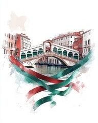 Stylized3D Watercolor View: Rialto Bridge over Grand Canal