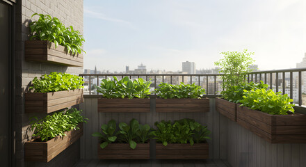 Urban Vertical Garden on Modern Balcony