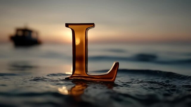 Amber Glass Letter in Ocean Splash